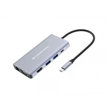 Conceptronic DONN20G 10-in-1 USB 3.2 Gen 1 dokstacija, HDMI, VGA, USB-A 5Gbps, USB-C 5Gbps, SD, TF/MicroSD, Audio, GbE LAN, 100W USB PD