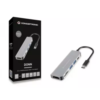 Conceptronic DONN02G klēpjdatora dokstacija/portu replikators USB 3.2 Gen 1 (3.1 Gen 1) Type-C Alumīnijs