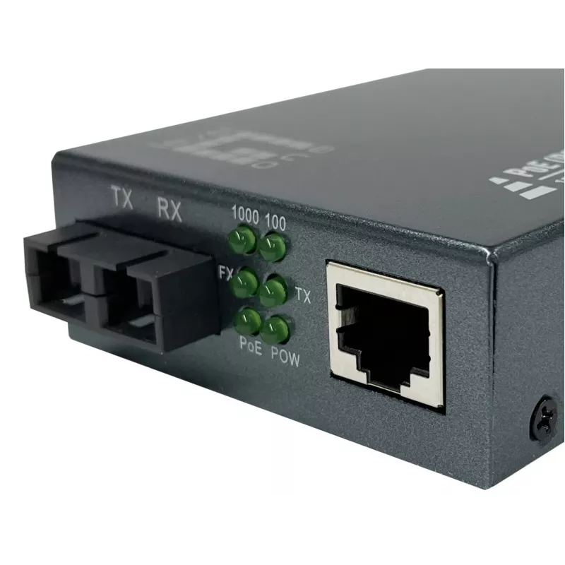 LevelOne RJ45 uz SC Gigabit multivides pārveidotājs, PoE PSE, vienmoda šķiedra, 20km
