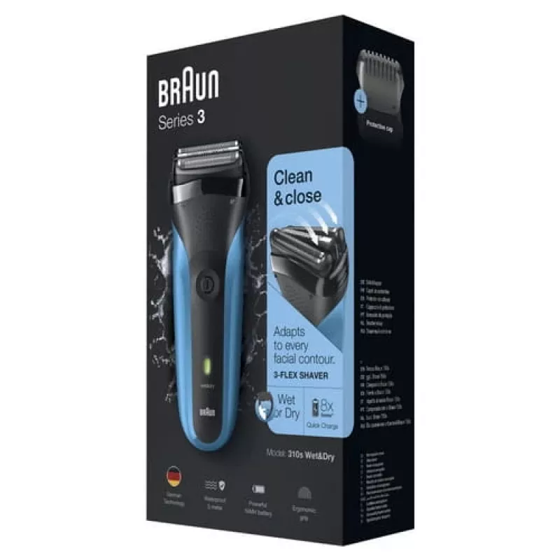 Braun Series 3 310s folijas skuveklis Trimmeris Melns, Zils