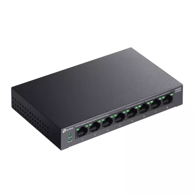 TP-Link LiteWave 8 portu gigabitu darbvirsmas slēdzis ar 8 portu PoE+