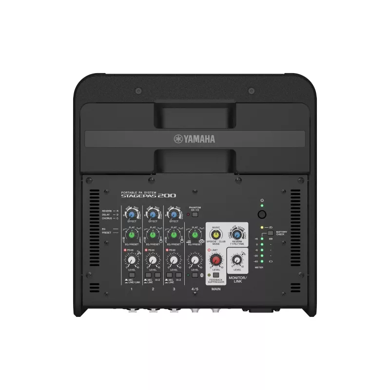 Brīvi stāvoša PA sistēma YAMAHA STAGEPAS 200BTR — 180 W, 2 joslu, 60–20000 Hz, melna
