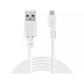 Sandberg MicroUSB sinhronizācijas/uzlādes kabelis 3 m, 3 m, USB A, Micro-USB B, USB 2.0, vīr./vīr., balts