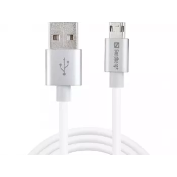 Sandberg MicroUSB Reversible kabelis 1m, 1 m, USB A, Micro-USB A, Sudraba, Balta