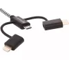 Sandberg 3in1 Lightning+MicroUSB+USB-C 1m, 1 m, Micro-USB A, USB A, vīrišķais/vīrišķais, melns, pelēks