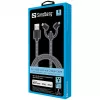 Sandberg 3in1 Lightning+MicroUSB+USB-C 1m, 1 m, Micro-USB A, USB A, vīrišķais/vīrišķais, melns, pelēks