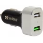 Sandberg Auto lādētājs 1xQC 3.0+1xUSB2.4A, Auto, Cigarešu pieslēgvieta, 12 V, Alumīnijs, Melns