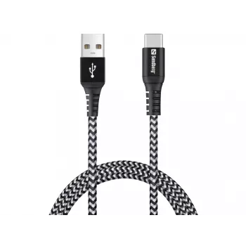 Sandberg Survivor USB-C- USB-A kabelis 1 M, 1 m, USB A, USB C, USB 2.0, melns, pelēks