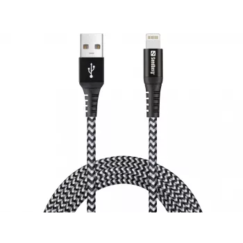 Sandberg Survivor Lightning kabelis 2M, 2 m, Lightning, USB A, vīr., vīr., melns, pelēks