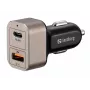 Sandberg Auto lādētājs 1xQC3.0+1xUSBC 24W, Auto, Cigarešu pievads, 12 V, melna, pelēka