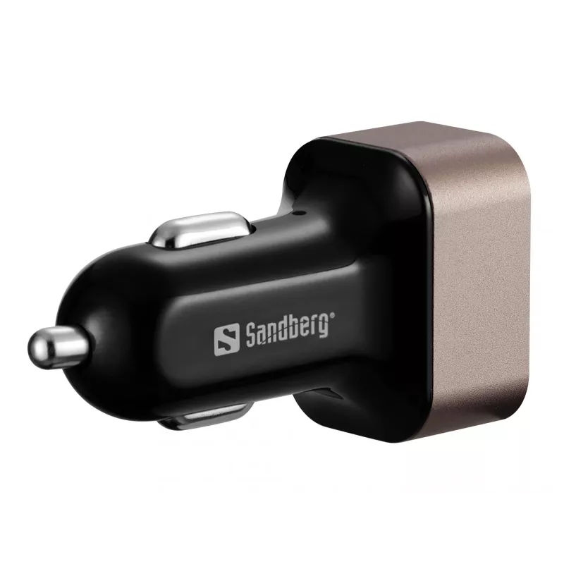 Sandberg Auto lādētājs 1xQC3.0+1xUSBC 24W, Auto, Cigarešu pievads, 12 V, melna, pelēka