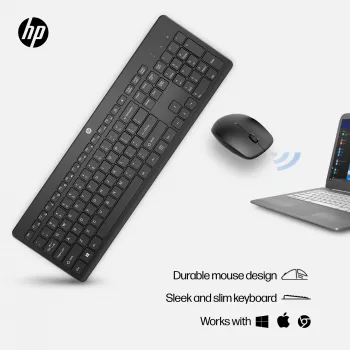 HP 230 bezvadu tastatūras un peles komplekts, pilnizmēra, membrānas, balts