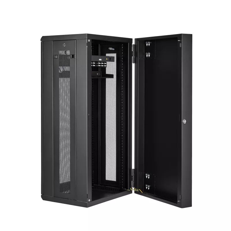StarTech.com 4-stabu 26U sienas stiprinājuma tīkla skapis ar 1U plauktu, 19 collu eņģēm atverams pie sienas stiprināms serveru statīvs datu / AV / elektronikas / datoru aprīkojumam, elastīgs ventilējams statīva korpuss