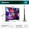 Hisense 75E7S PRO TV 190.5 cm (75 collas) UHD+ Smart TV Wi-Fi Melns 350 cd/m²