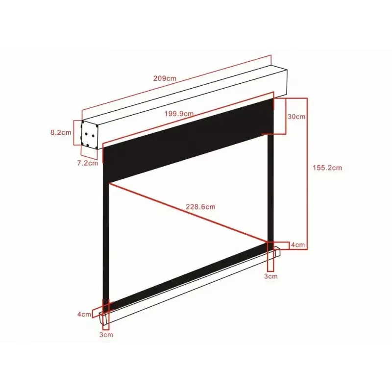 Motorizēts projekcijas ekrāns MULTIBRACKETS M 16:10 90 collas (redzamais laukums 193,9×121,2 cm) matēti balts, melns/balts