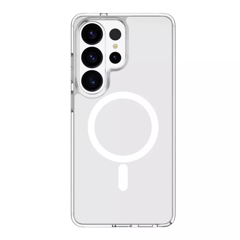 Cellularline Clear Mag - Galaxy S26 Ultra īpaši izturīgs caurspīdīgs vāciņš ar gumijas malu, saderīgs ar Qi2 ekosistēmu un magnētiskajiem piederumiem, apstrādāts, lai novērstu dzeltēšanu.