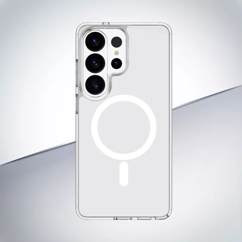 Cellularline Clear Mag - Galaxy S26 Ultra īpaši izturīgs caurspīdīgs vāciņš ar gumijas malu, saderīgs ar Qi2 ekosistēmu un magnētiskajiem piederumiem, apstrādāts, lai novērstu dzeltēšanu.