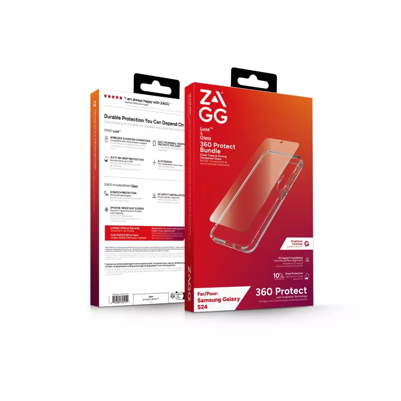 ZAGG Luxe & Glass 360 Bundle Galaxy S24, vāciņš, Samsung, Galaxy S24, 15,8 cm (6,2 collas), caurspīdīgs