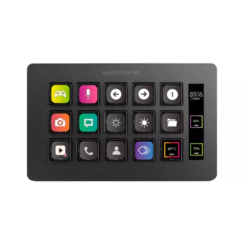 Mars Gaming Control Deck plāns MSD-ONE, melns, 15 pogas, skārienjūtīgs, 132 mm, 81 mm, 61 mm