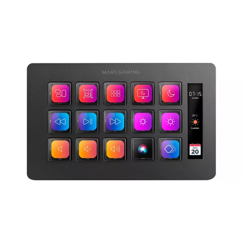 Mars Gaming Control Deck plāns MSD-ONE, melns, 15 pogas, skārienjūtīgs, 132 mm, 81 mm, 61 mm