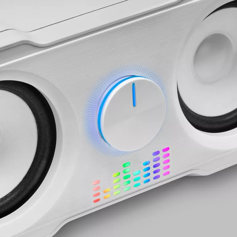 Mars Gaming MS22W kompaktie spēļu skaļruņi 2.2 RGB Flow zemfrekvences skaļrunis + 4 aktīvie skaļruņi DSP skaņa 35W balta