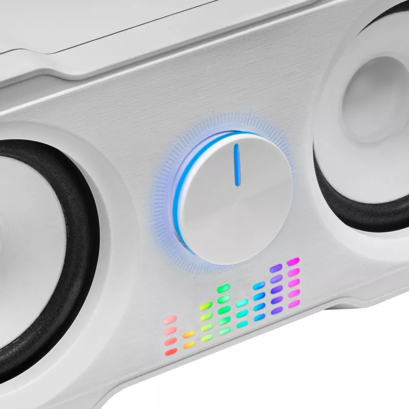 Mars Gaming MS22W kompaktie spēļu skaļruņi 2.2 RGB Flow zemfrekvences skaļrunis + 4 aktīvie skaļruņi DSP skaņa 35W balta