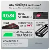 Axagon EEM2-40G USB-C 40Gbps M.2 NVMe SSD korpuss, ARMORED Alumīnijs