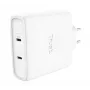Lādētājs TRUST Maxo 100W 2‑Port USB‑C GaN — 100 W, 2x USB‑C, 20 V maks., maiņstrāva iekštelpām, 2 m kabelis, balts