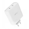 Lādētājs TRUST Maxo 100W 2‑Port USB‑C GaN — 100 W, 2x USB‑C, 20 V maks., maiņstrāva iekštelpām, 2 m kabelis, balts