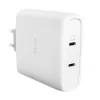Lādētājs TRUST Maxo 100W 2‑Port USB‑C GaN — 100 W, 2x USB‑C, 20 V maks., maiņstrāva iekštelpām, 2 m kabelis, balts