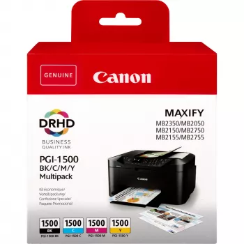 Canon PGI-1500 BK/C/M/Y tintes kasetņu multi komplekts, melna, ciāna, fuksīna, dzeltena, pigmenta tinte, pigmenta tinte, 12,4 ml, Multi pack