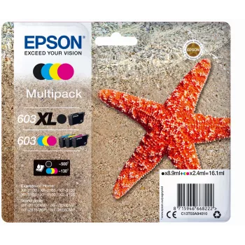 Epson 603 XL tintes kasetne 1 gab. oriģināla augstas (XL) ietilpības melna, ciāna, fuksīna, dzeltena