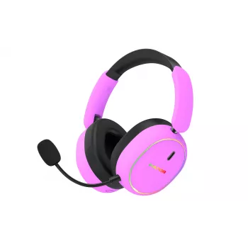 HATOR Phoenix 2 Wireless austiņas ar vadu un bezvadu savienojumu, galvas stīpa, spēlēm, USB Type-C / USB Type-A, Bluetooth, violetas