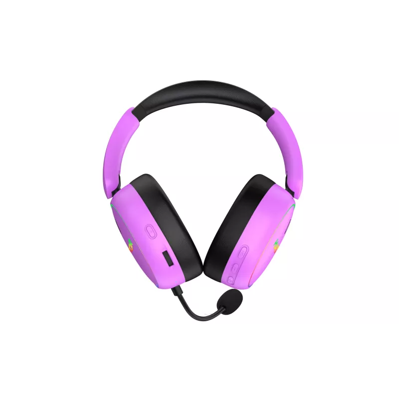 HATOR Phoenix 2 Wireless austiņas ar vadu un bezvadu savienojumu, galvas stīpa, spēlēm, USB Type-C / USB Type-A, Bluetooth, violetas