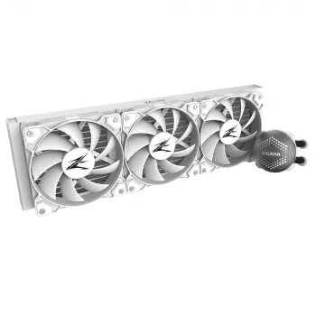 Zalman ALPHA36 balta CPU šķidruma dzesētājs, 360mm radiators, 3 x 120 mm ventilatori, ARGB sūknis, divu procesoru, universāls šķidruma dzesētājs, 12 cm