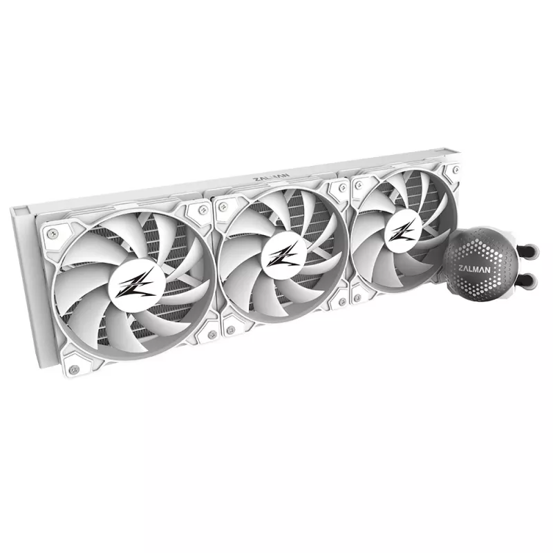 Zalman ALPHA36 balta CPU šķidruma dzesētājs, 360mm radiators, 3 x 120 mm ventilatori, ARGB sūknis, divu procesoru, universāls šķidruma dzesētājs, 12 cm