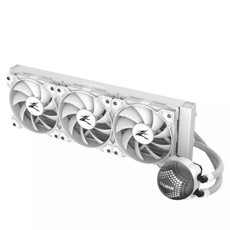 Zalman ALPHA36 balta CPU šķidruma dzesētājs, 360mm radiators, 3 x 120 mm ventilatori, ARGB sūknis, divu procesoru, universāls šķidruma dzesētājs, 12 cm