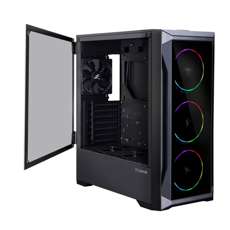 Zalman Z8 TG ATX Mid Tower PC Case, ARGB ventilators x3, Rūdīta stikla Midi Tornis Melns