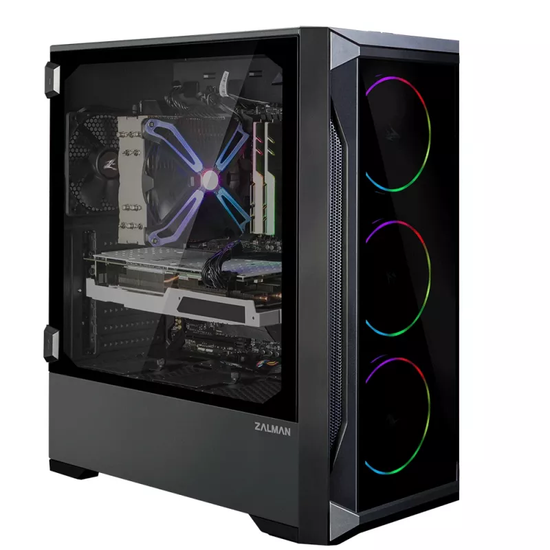 Zalman Z8 TG ATX Mid Tower PC Case, ARGB ventilators x3, Rūdīta stikla Midi Tornis Melns