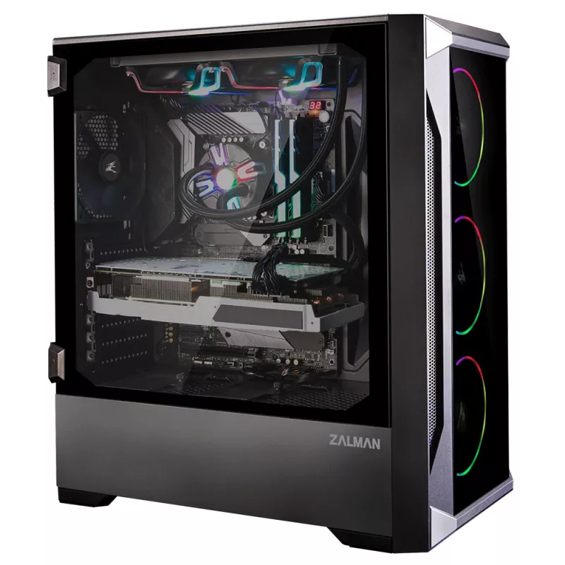 Zalman Z8 TG ATX Mid Tower PC Case, ARGB ventilators x3, Rūdīta stikla Midi Tornis Melns