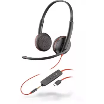 Austiņas HP POLY Melnswire 3225 — vadu USB Type-C, galvas lente, 20–20000 Hz, 121 g, melns