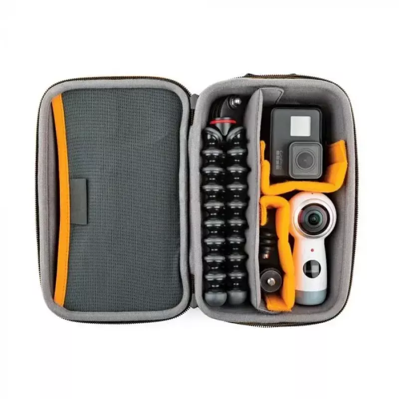 Kameras somiņa Lowepro HARDSIDE CS 60 — ciets čaulas kompaktais futrālis, 140×85×227 mm, melns/oranžs