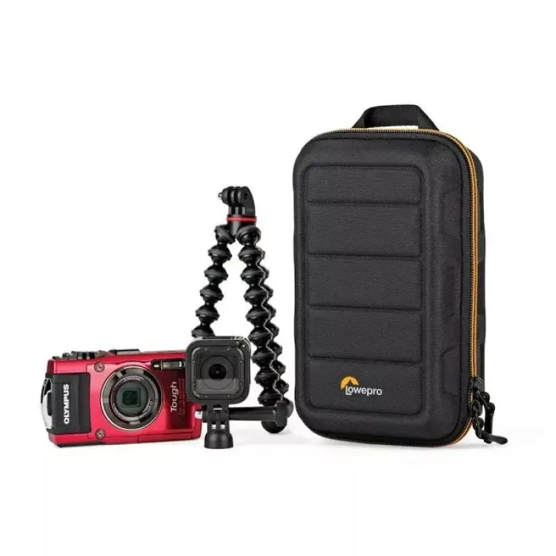 Kameras somiņa Lowepro HARDSIDE CS 60 — ciets čaulas kompaktais futrālis, 140×85×227 mm, melns/oranžs