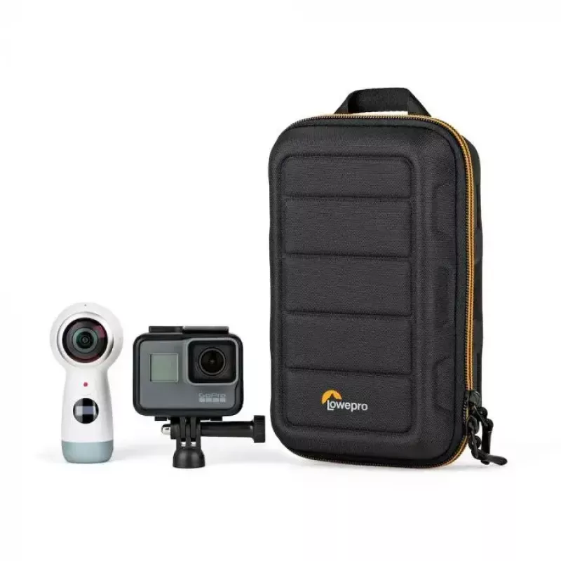 Kameras somiņa Lowepro HARDSIDE CS 60 — ciets čaulas kompaktais futrālis, 140×85×227 mm, melns/oranžs
