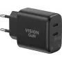 Mobilo ierīču lādētājs VISION modelis TC-PUSBCEU/65 – USB strāvas adapteris tālruņiem un planšetdatoriem