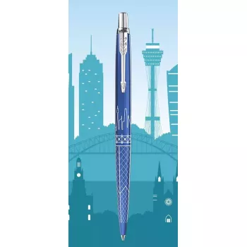Izvelkama lodīšu pildspalva ar klipsi Parker Jotter Special Edition Global Icons Sydney Blue