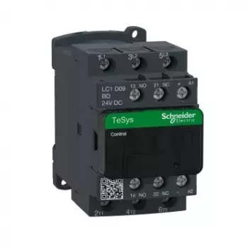Kontaktors Schneider Electric LC1D09BD — maiņstrāvas barošanas avots, IP20, 3-polu, 9A, zaļš/pelēks