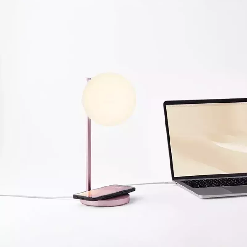 Galda LED lampa Lexon Bubble Lamp LH70LP gaiši rozā 15W ar bezvadu lādētāju
