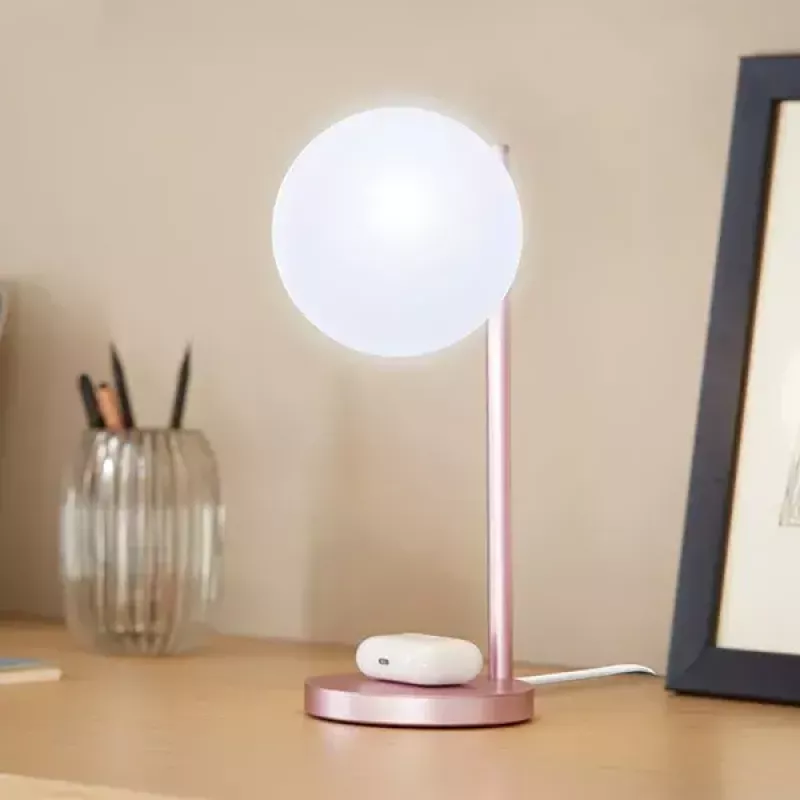 Galda LED lampa Lexon Bubble Lamp LH70LP gaiši rozā 15W ar bezvadu lādētāju