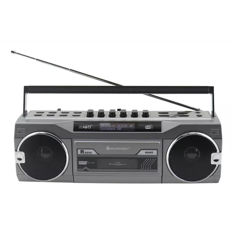 Pārnēsājams kasešu atskaņotājs Soundmaster SRR80TI ar DAB+ un FM, LCD displeju, 3 W RMS, 3,5 mm austiņu ligzdu, darbojas ar baterijām/230 V